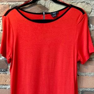 Red with Black Trim Short Sleeve Shirt. Size: 10.